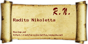 Radits Nikoletta névjegykártya